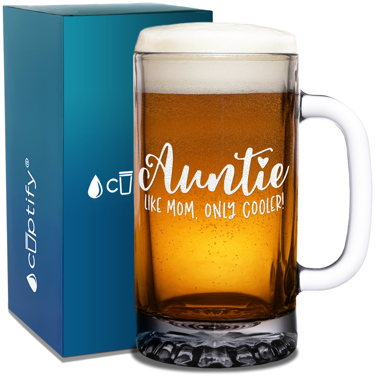 Auntie Like Mom, Only Cooler! 16 oz Beer Mug Glass