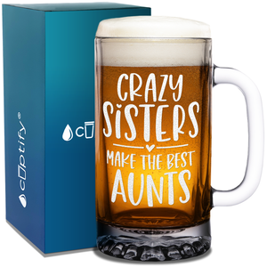 Crazy Sisters Best Aunts 16 oz Beer Mug Glass