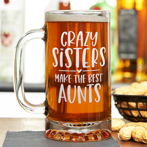 Crazy Sisters Best Aunts 16 oz Beer Mug Glass