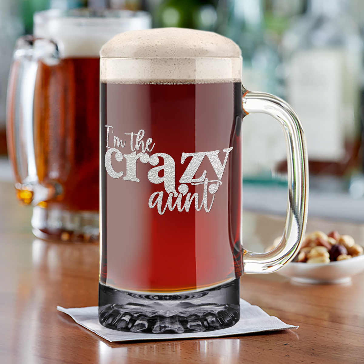I'm The Crazy Aunt 16 oz Beer Mug Glass