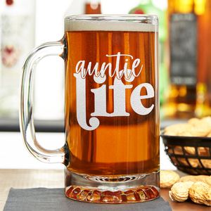 Auntie Life 16 oz Beer Mug Glass