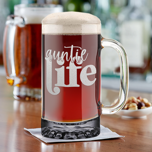 Auntie Life 16 oz Beer Mug Glass