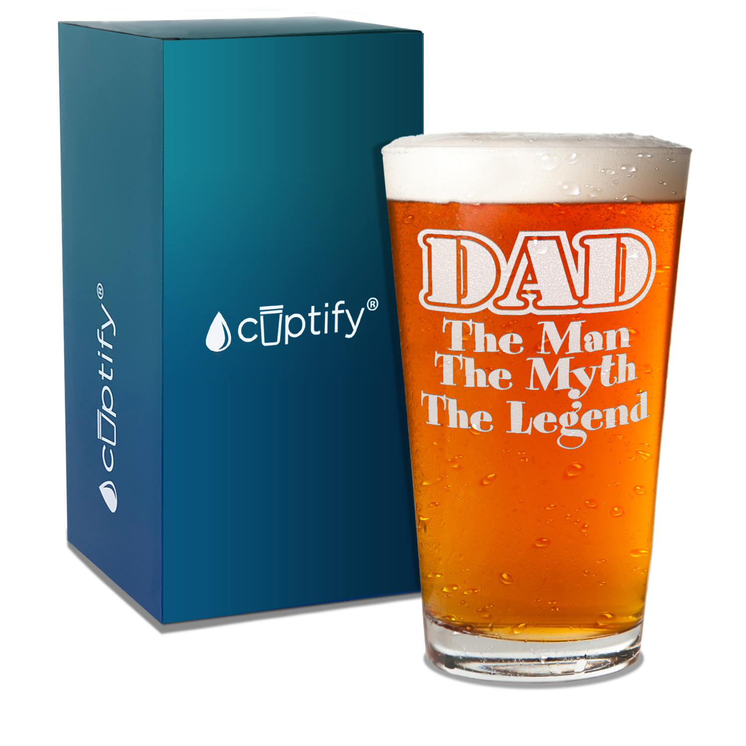 Dad The Man, Myth, Legend Engraved Beer Pint Glass