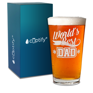 World's Best Dad Engraved Beer Pint Glass