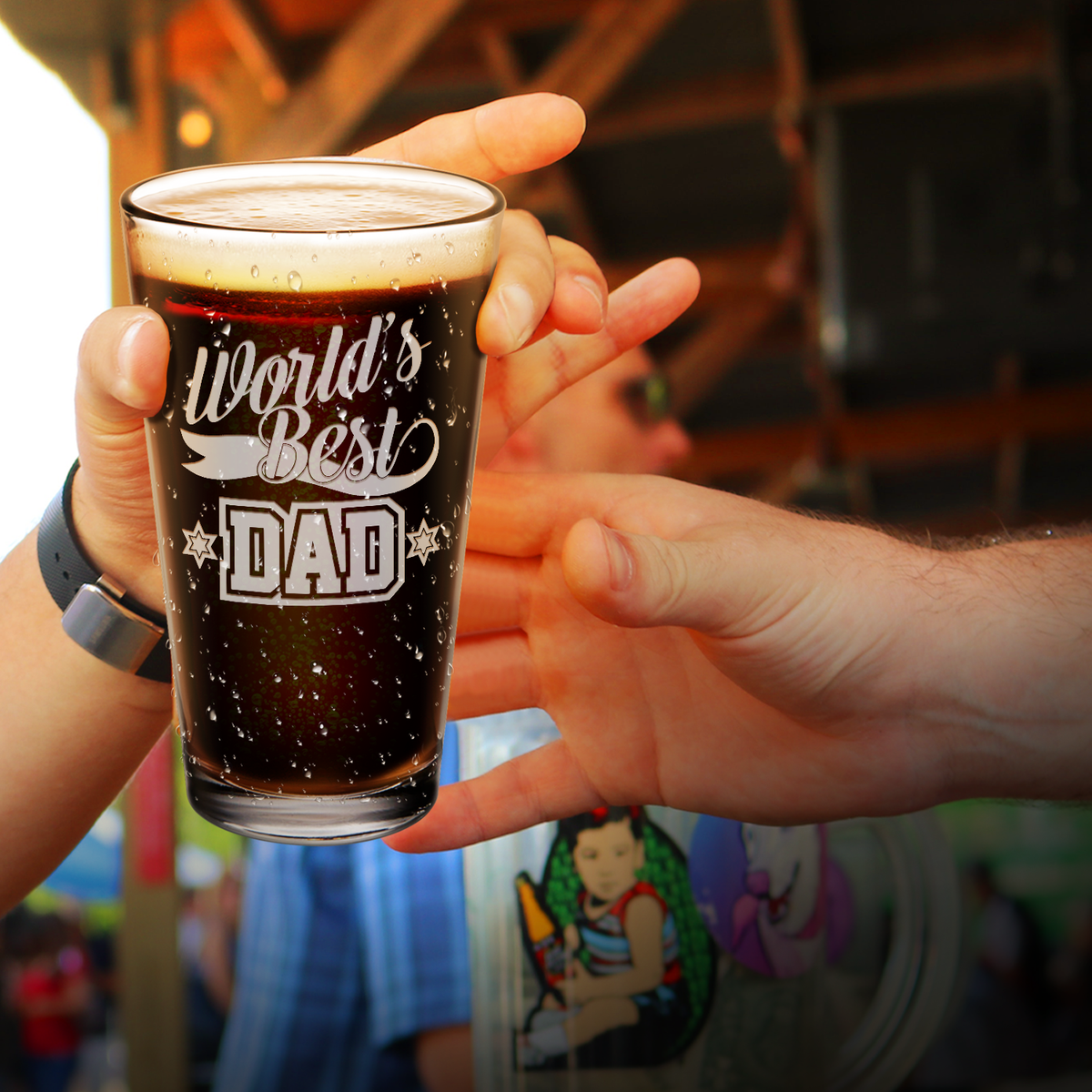 World's Best Dad Engraved Beer Pint Glass