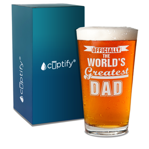 Officially World's Greatest Dad Engraved Beer Pint Glass