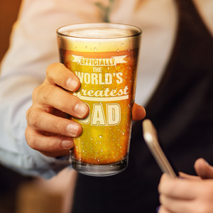Officially World's Greatest Dad Engraved Beer Pint Glass
