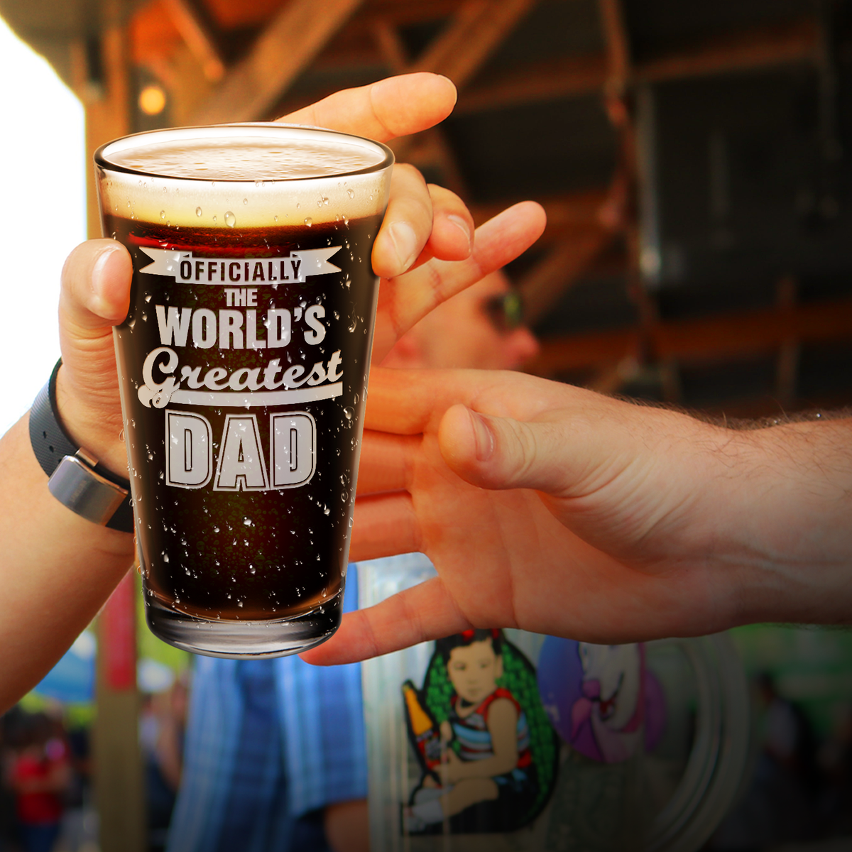 Officially World's Greatest Dad Engraved Beer Pint Glass