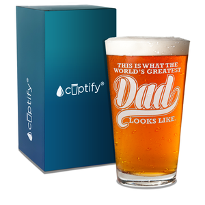 World's Greatest Dad Engraved Beer Pint Glass