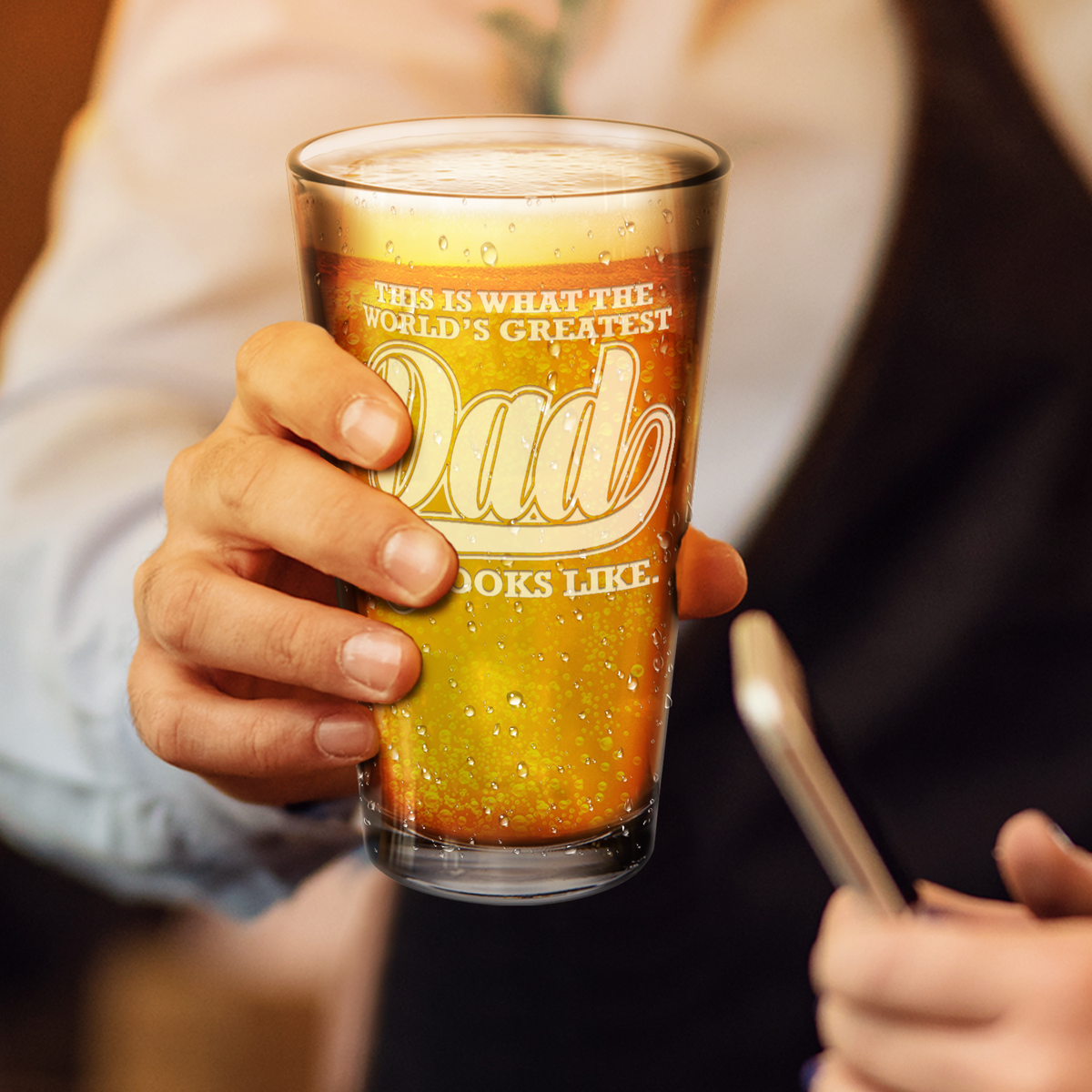 World's Greatest Dad Engraved Beer Pint Glass