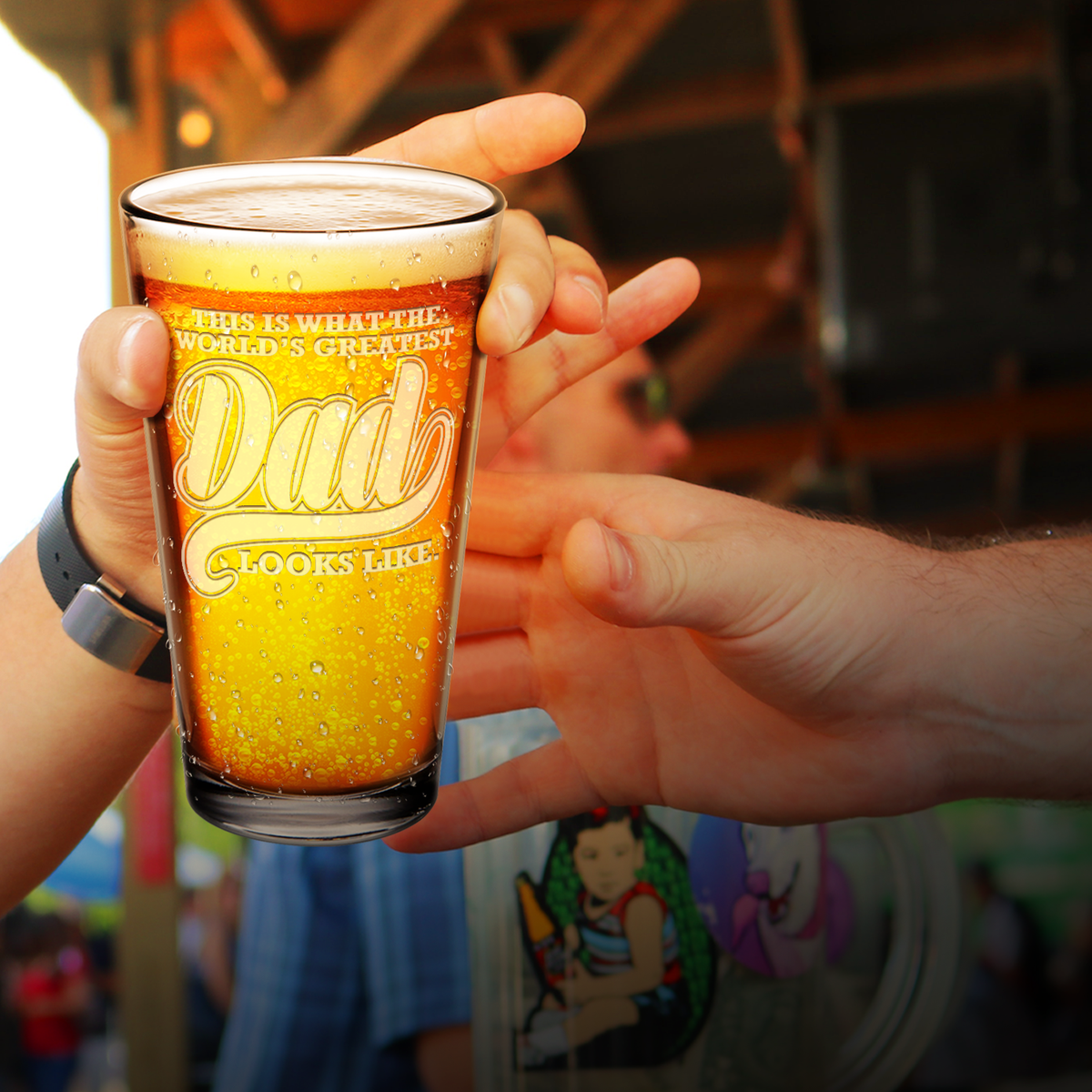 World's Greatest Dad Engraved Beer Pint Glass