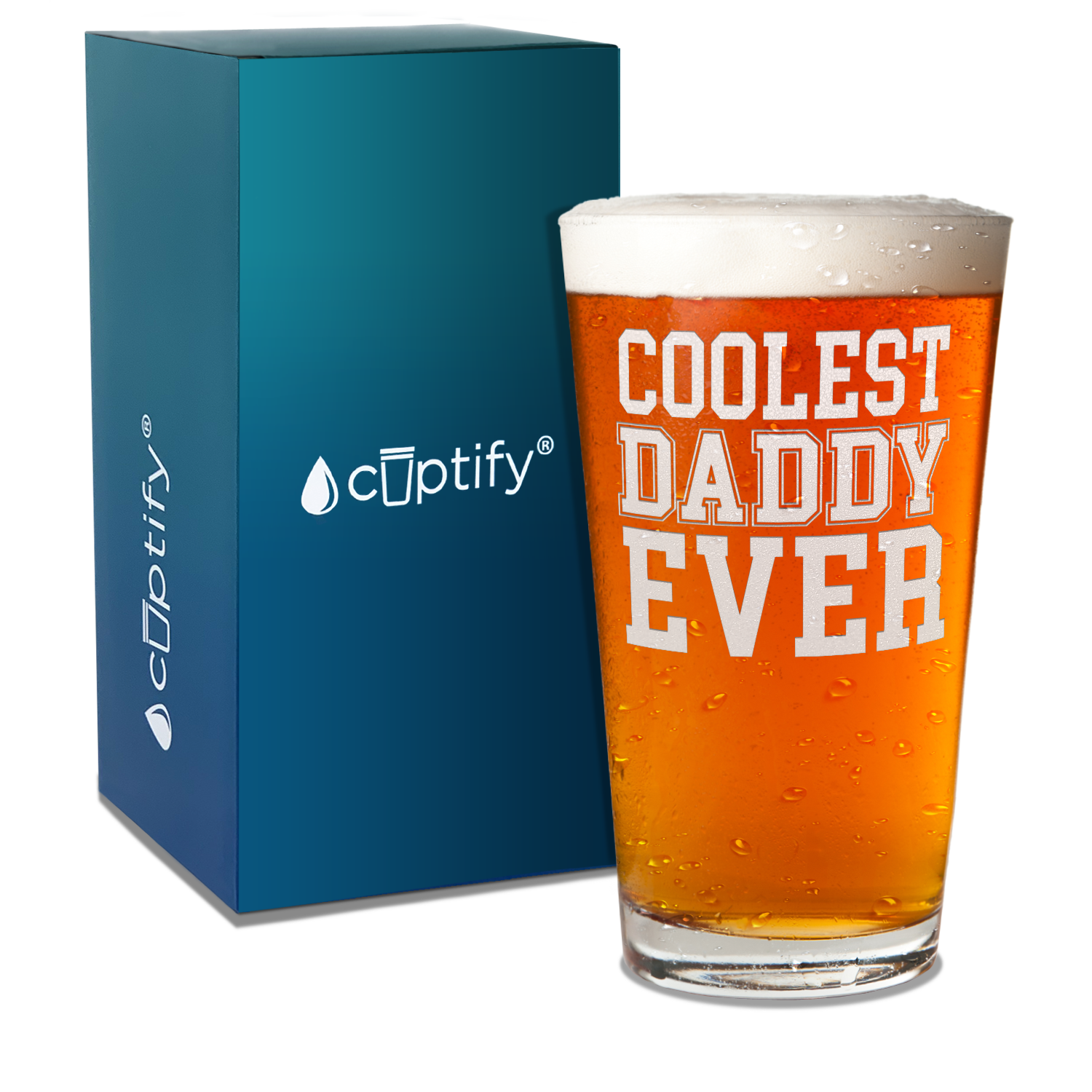 Coolest Daddy Ever Engraved Beer Pint Glass