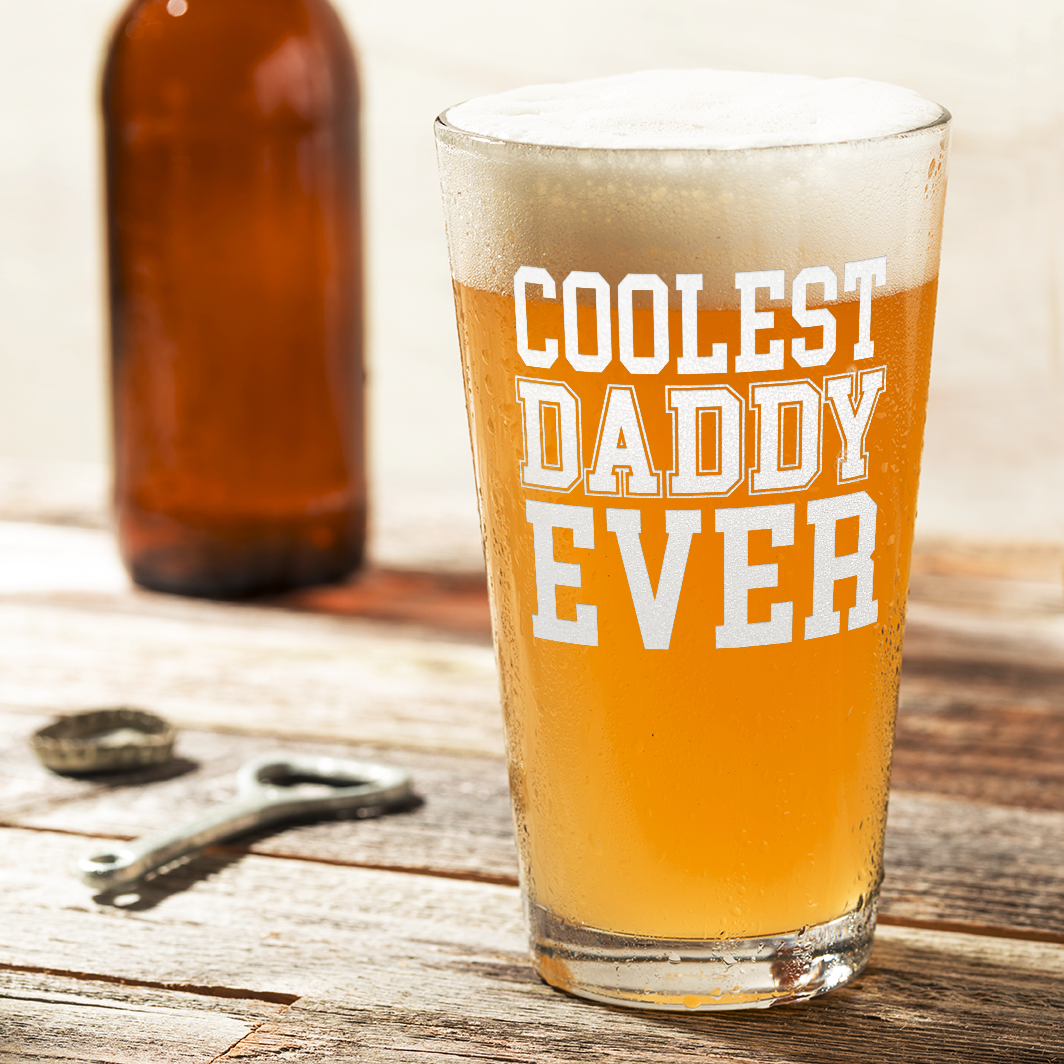Coolest Daddy Ever Engraved Beer Pint Glass