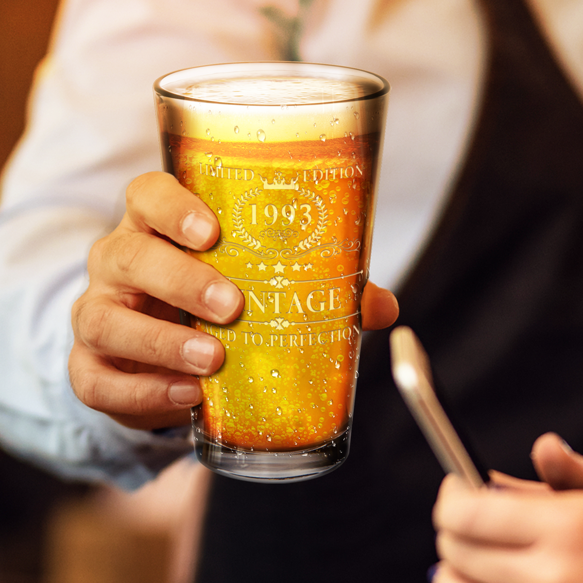 Birthday Vintage Old Established 1993 Glass Pint