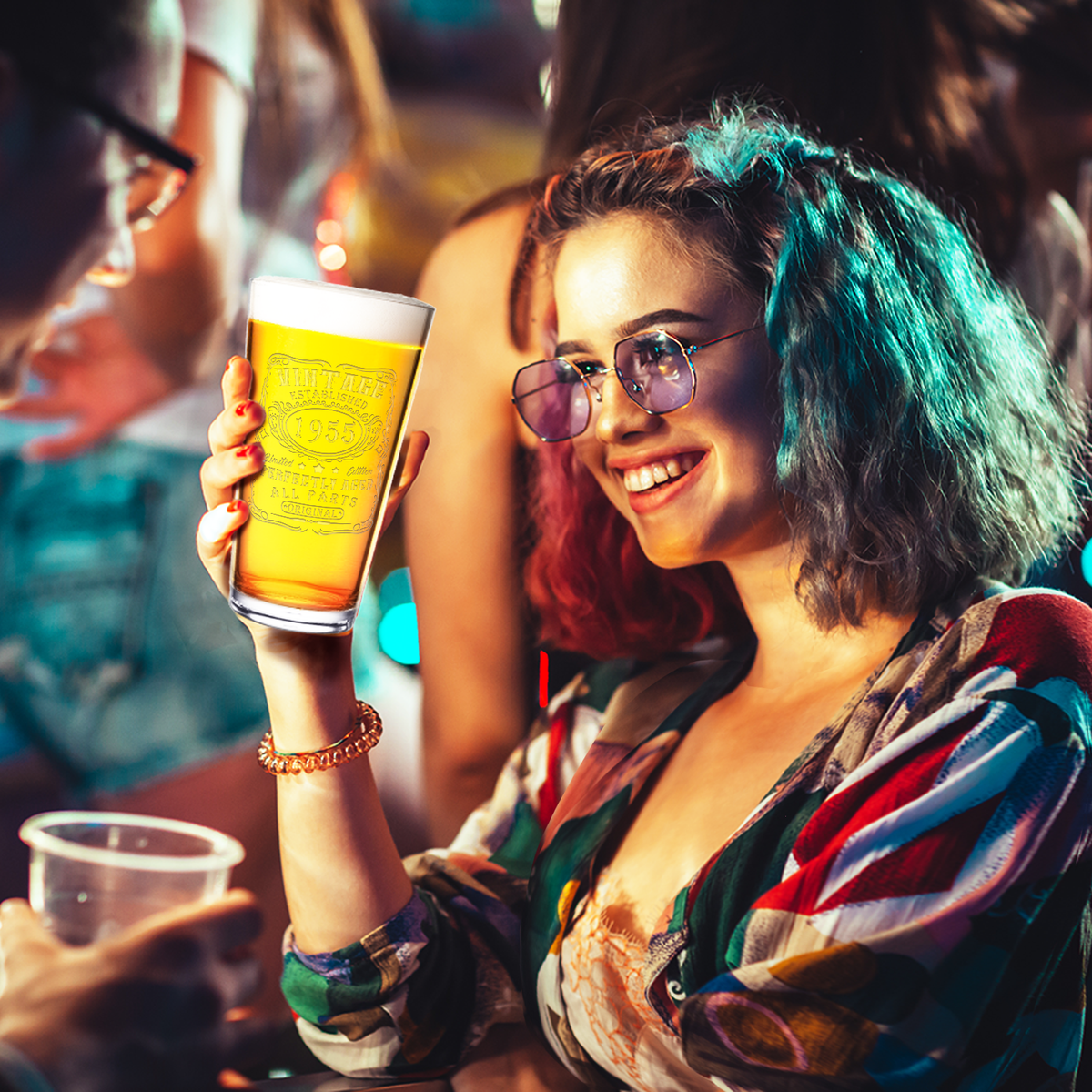 67th Birthday Gift Vintage Established 1955 Glass Pint