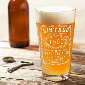 62nd Birthday Gift Vintage Established 1960 Glass Pint