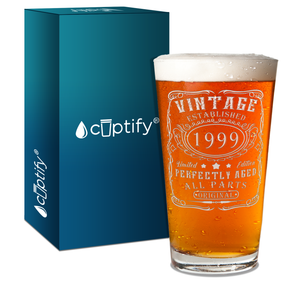 23rd Birthday Gift Vintage Established 1999 Glass Pint