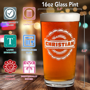 Personalized AsperousMonogram Laser Engraved Glass Pint