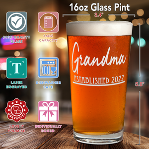 Grandma Established Beer Pint Glass