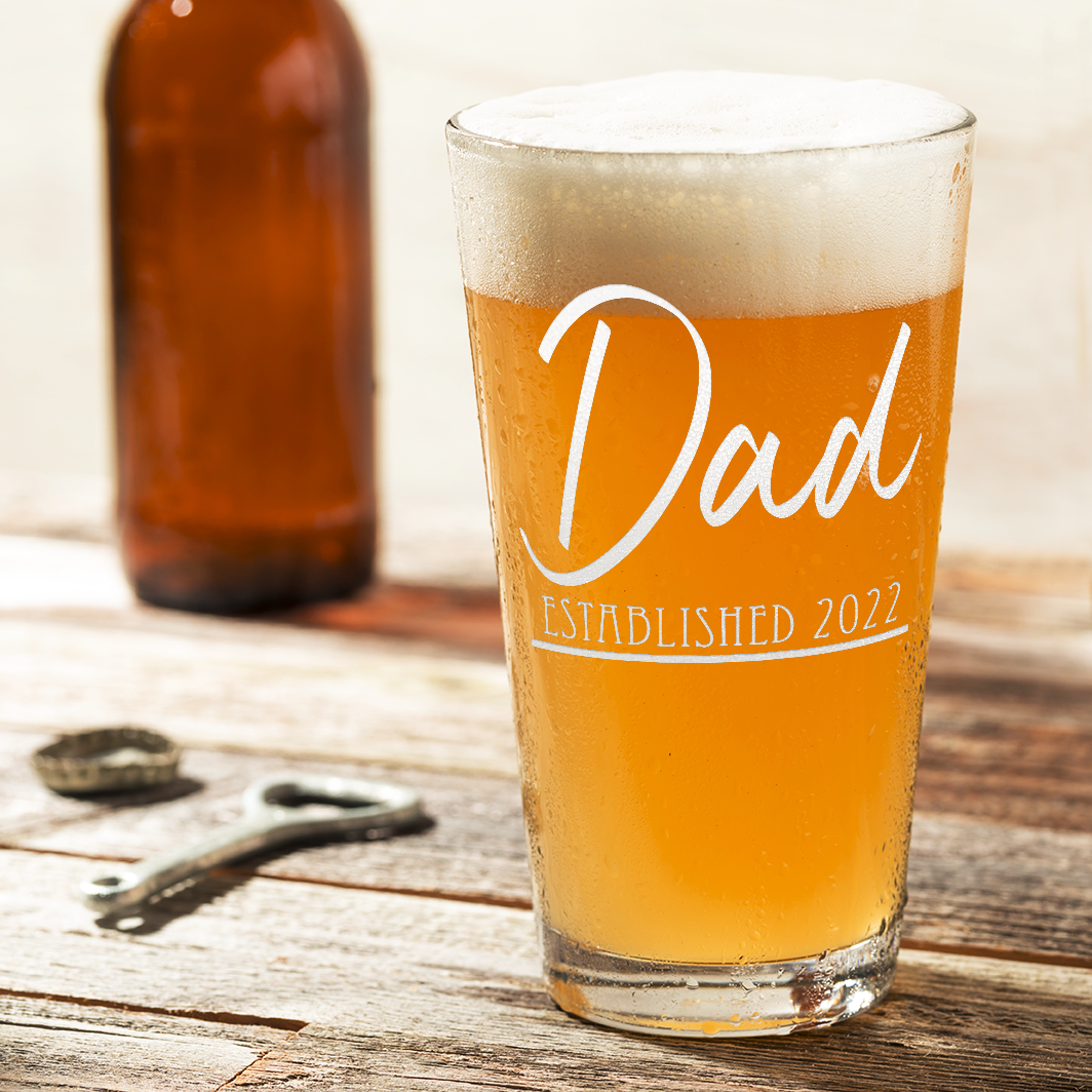 Dad Established Engraved Beer Pint Glass