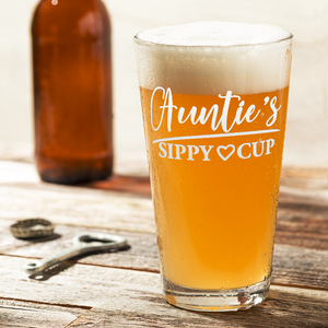 Auntie's Sippy Cup Engraved Beer Pint Glass