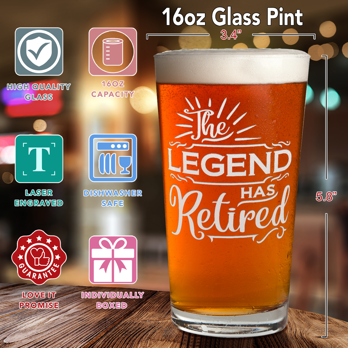 The Legend Has Retired 16oz Glass Pint