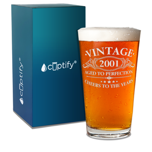 Vintage Aged To Perfection 2001 Glass Pint
