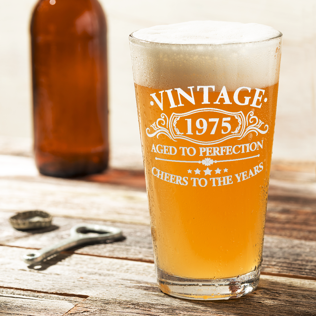 Vintage Aged To Perfection 1975 Glass Pint