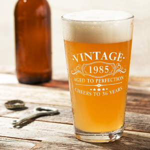 Vintage Aged To Perfection 1985 Glass Pint