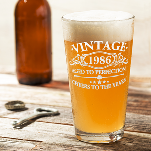 Vintage Aged To Perfection 1986 Glass Pint
