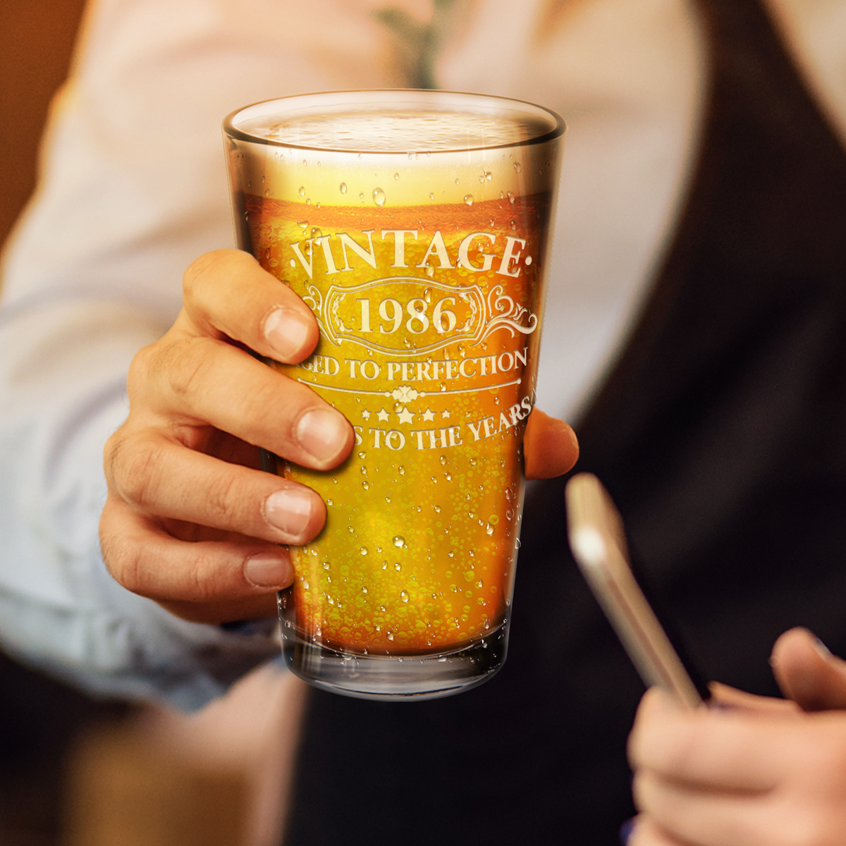 Vintage Aged To Perfection 1986 Glass Pint