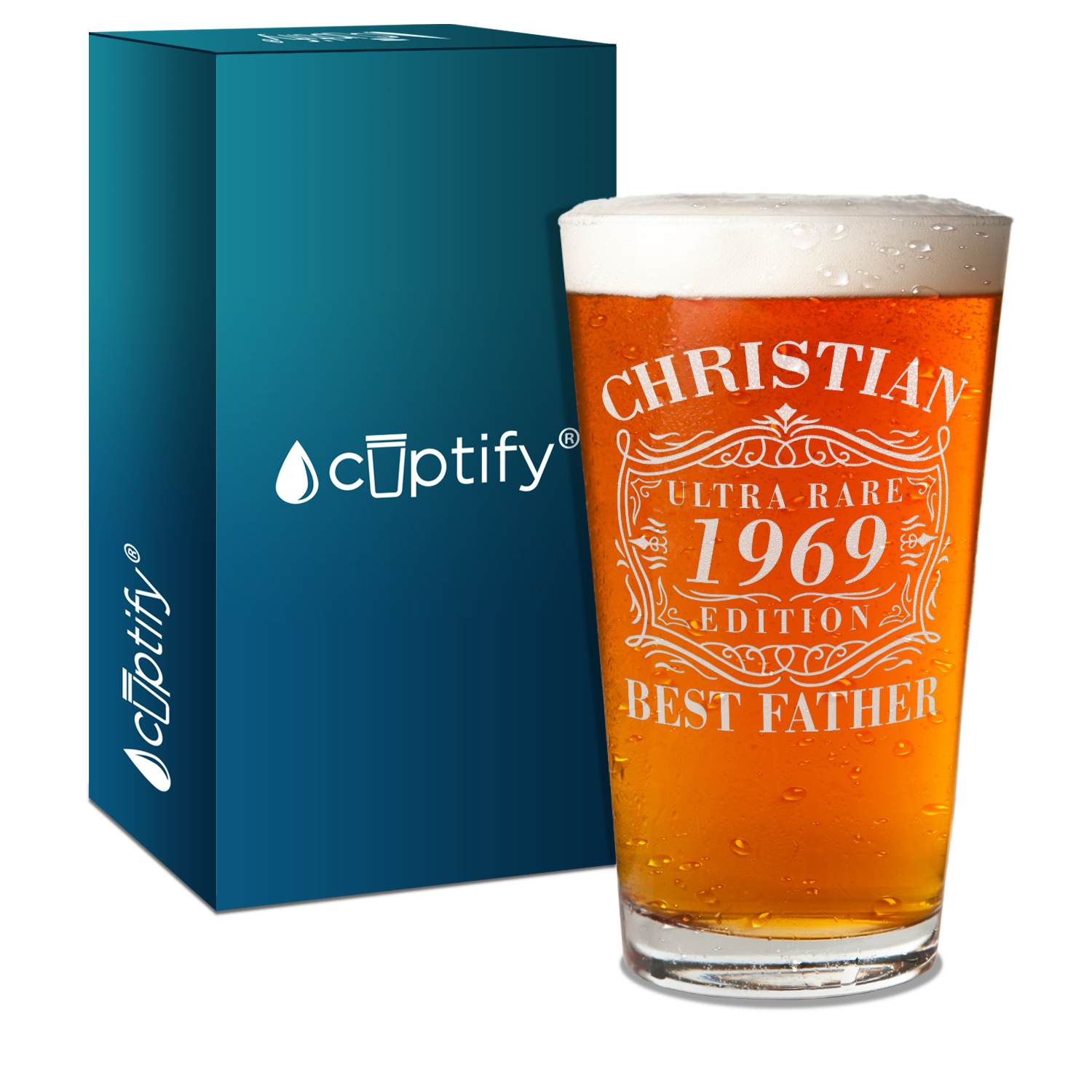 Personalized Year Ultra Rare Edition Best Father Laser Engraved Glass Pint