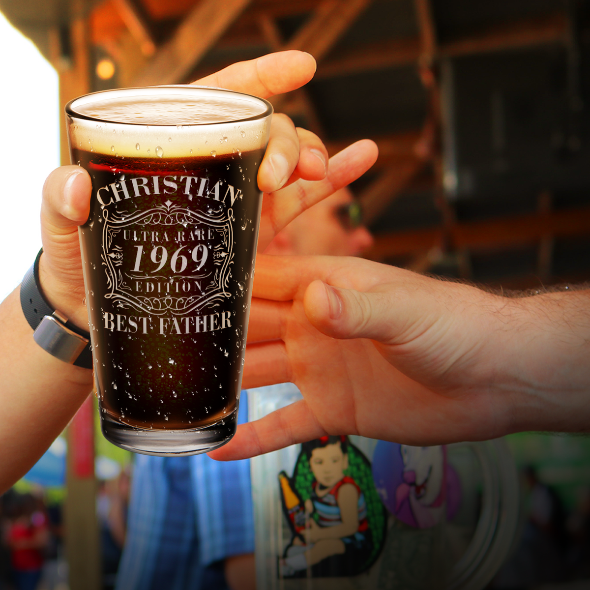 Personalized Year Ultra Rare Edition Best Father Laser Engraved Glass Pint