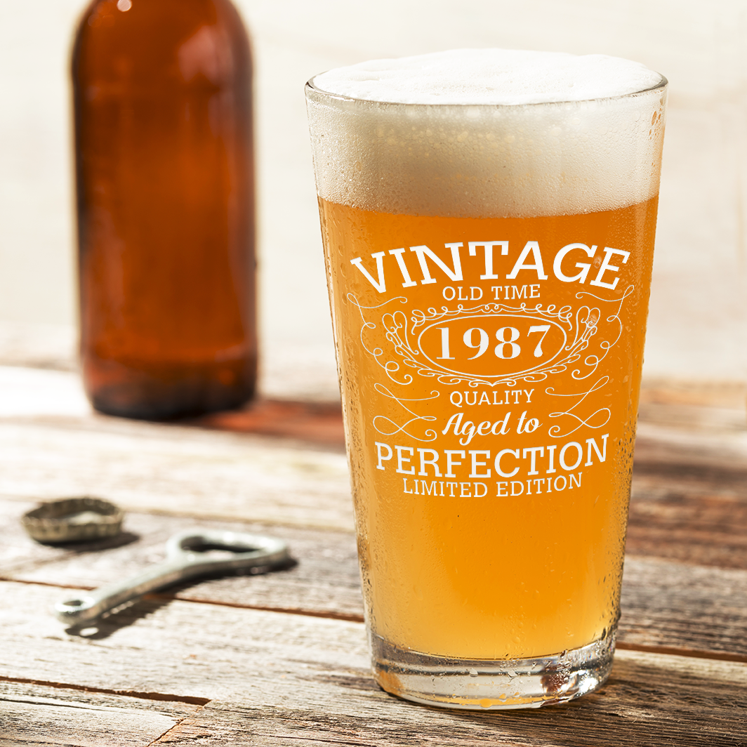Birthday Vintage 1987 Quality Glass Pint