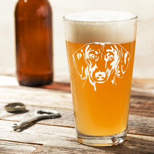 Dachshund Head Laser Engraved Beer Pint Glass