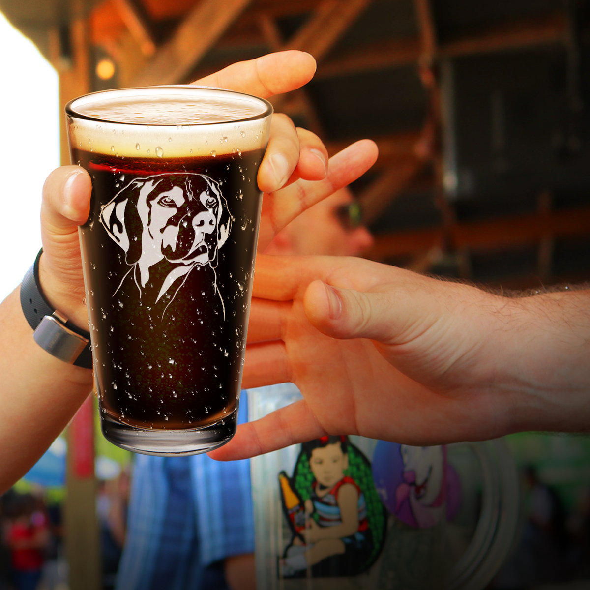 German Shorthaired Pointer Head Laser Engraved Beer Pint Glass