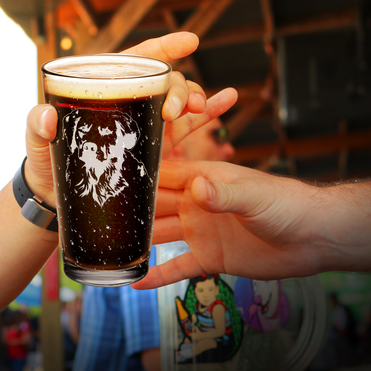 Golden Retriever Head Laser Engraved Beer Pint Glass