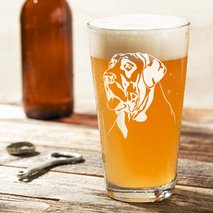 Great Dane Head Laser Engraved Beer Pint Glass