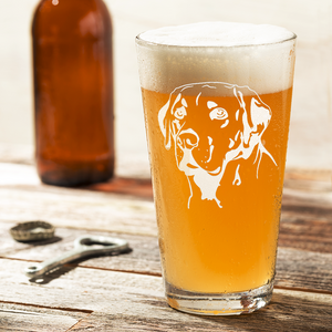 Labrador Head Laser Engraved Beer Pint Glass