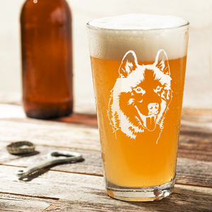 Siberian Huskie Head Laser Engraved Beer Pint Glass