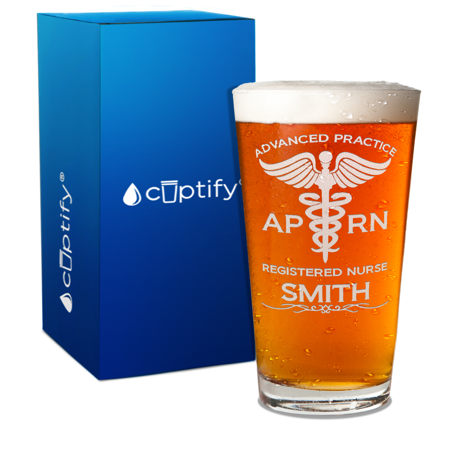 Personalized APRN Advanced Practice Registered Nurse Engraved 16oz Beer Pint Glass