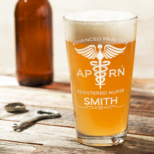 Personalized APRN Advanced Practice Registered Nurse Laser Engraved Beer Pint Glass