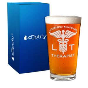 LMT Licensed Massage Therapist Engraved 16oz Beer Pint Glass