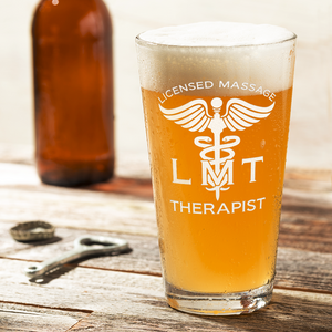 LMT Licensed Massage Therapist Laser Engraved Beer Pint Glass