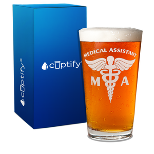 MA Medical Assistant Engraved 16oz Beer Pint Glass