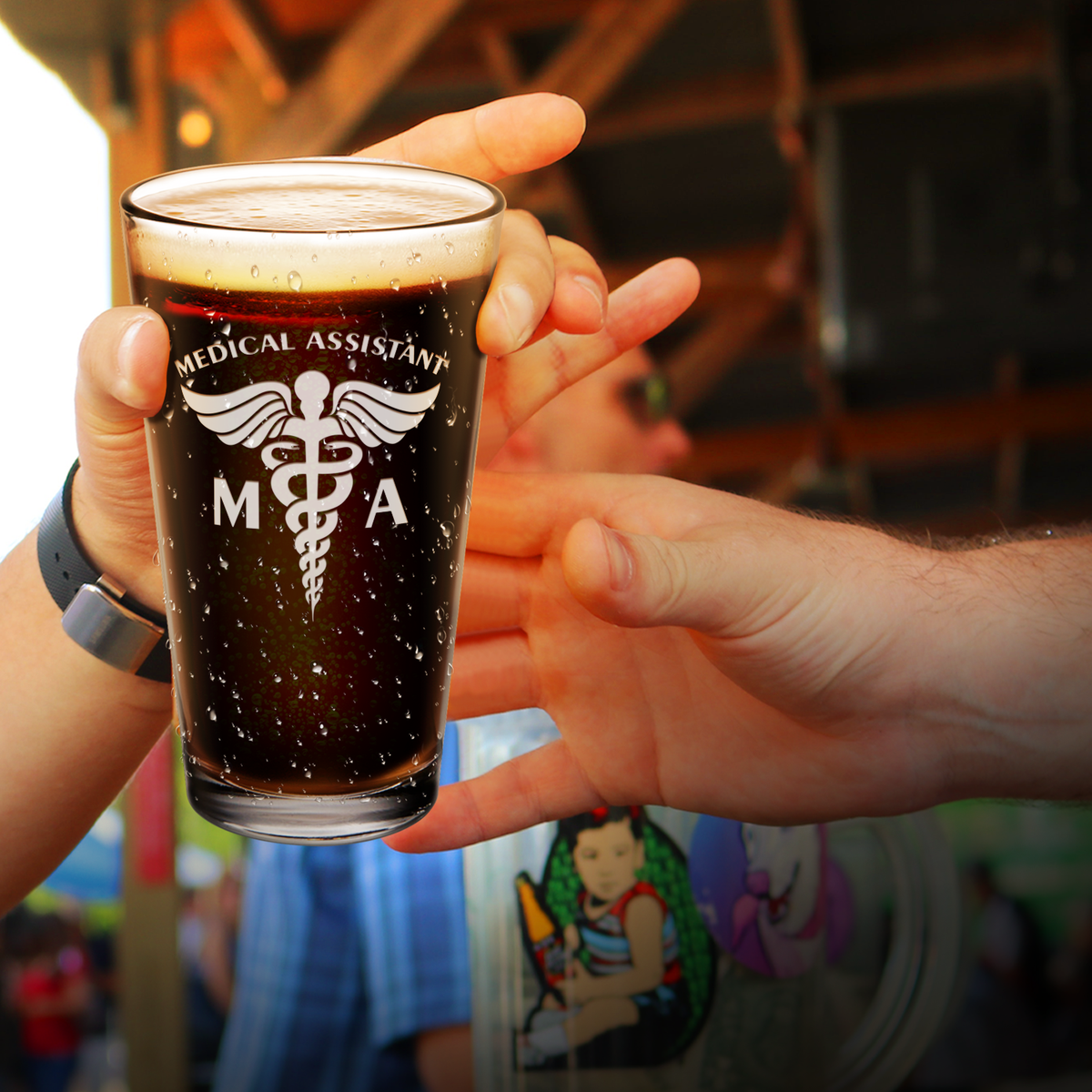MA Medical Assistant Laser Engraved Beer Pint Glass