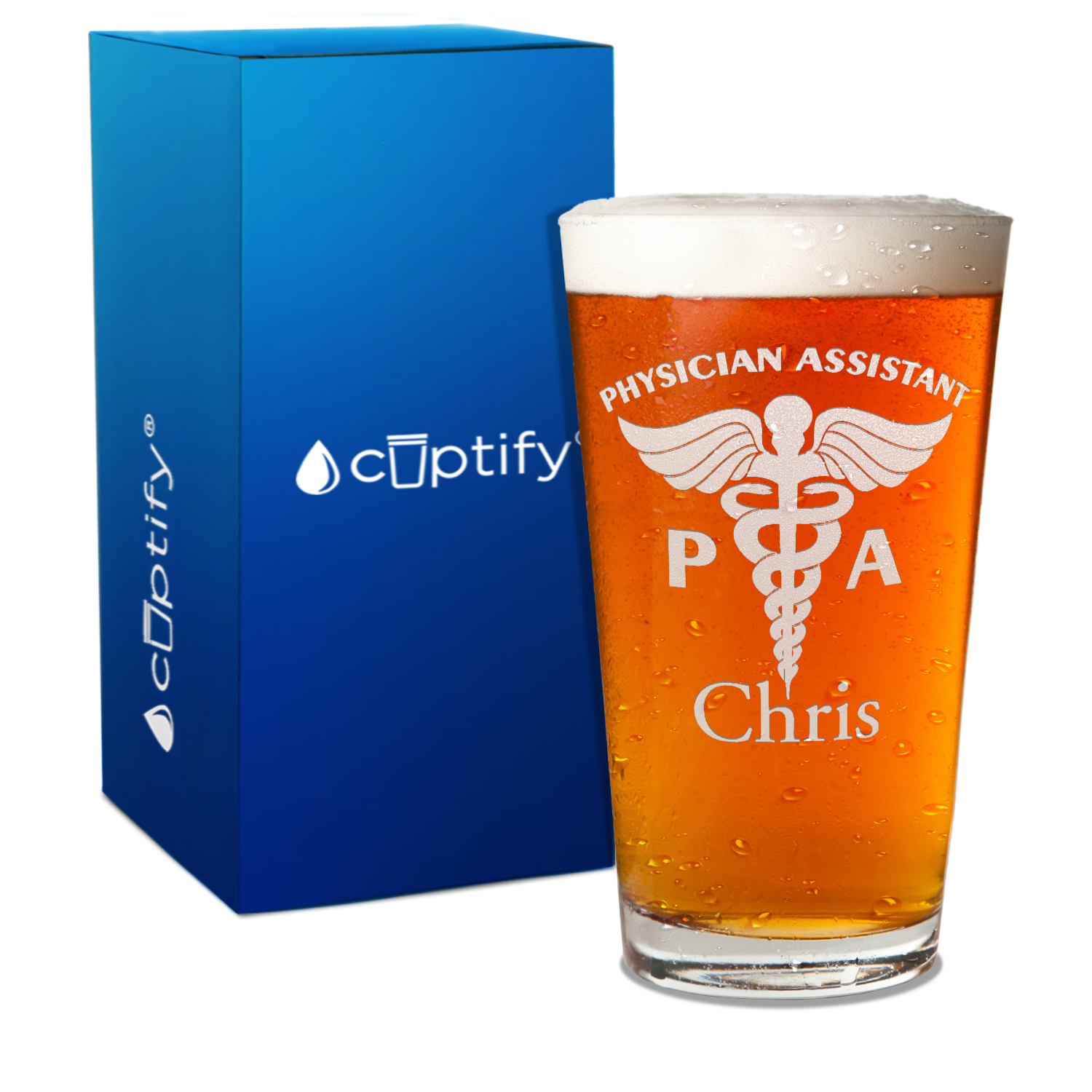 Personalized PA Physician Assistant Engraved 16oz Beer Pint Glass