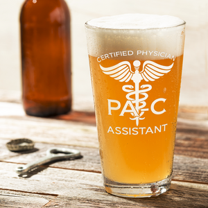 PA-C Certified Physician Assistant Laser Engraved Beer Pint Glass