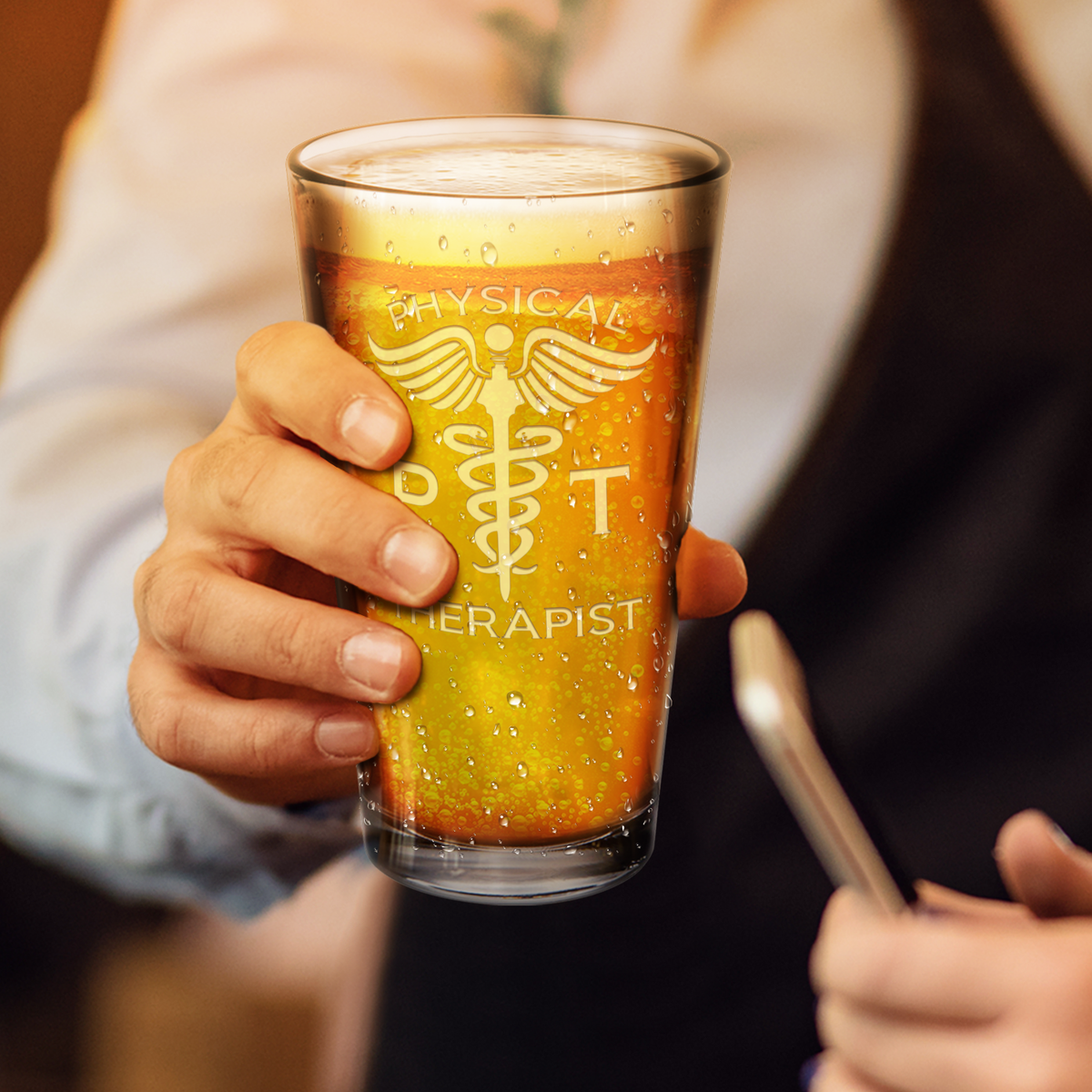 PT Physical Therapist Laser Engraved Beer Pint Glass