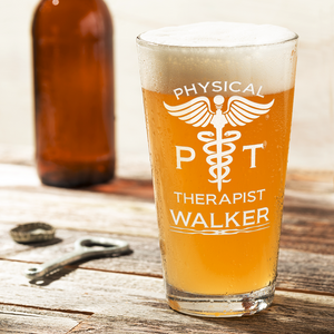 Personalized PT Physical Therapist Laser Engraved Beer Pint Glass